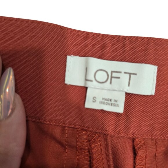 Loft Womens Red Button-Front Linen Blend Shorts Size S - Picture 4 of 5